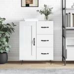 vidaXL Servantă, alb extralucios, 69,5x34x90 cm, lemn compozit vidaXL Servantă, alb extralucios, 69,5x34x90 cm, lemn compozit