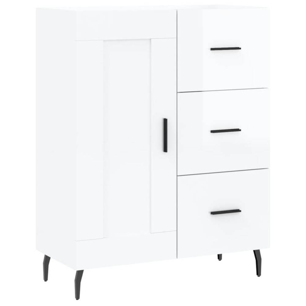 vidaXL Servantă, alb extralucios, 69,5x34x90 cm, lemn compozit