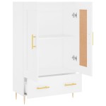 vidaXL Dulap înalt, alb, 69,5x31x115 cm, lemn prelucrat