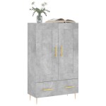 vidaXL Dulap înalt, gri beton, 69,5x31x115 cm, lemn compozit