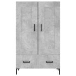 vidaXL Dulap înalt, gri beton, 69,5x31x115 cm, lemn compozit