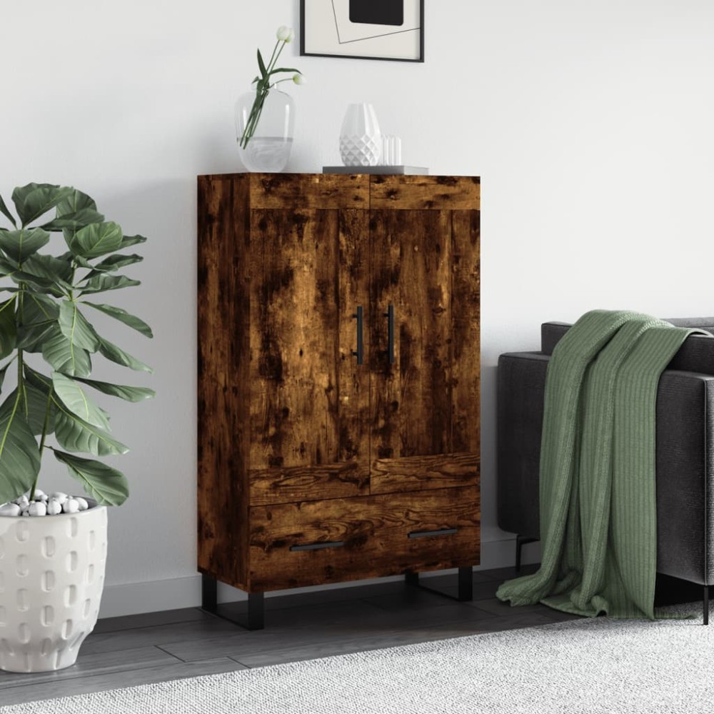 vidaXL Dulap înalt, stejar afumat, 69,5x31x115 cm, lemn prelucrat