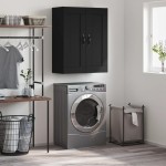 vidaXL Dulap montat pe perete, negru, 69,5x34x90 cm, lemn prelucrat