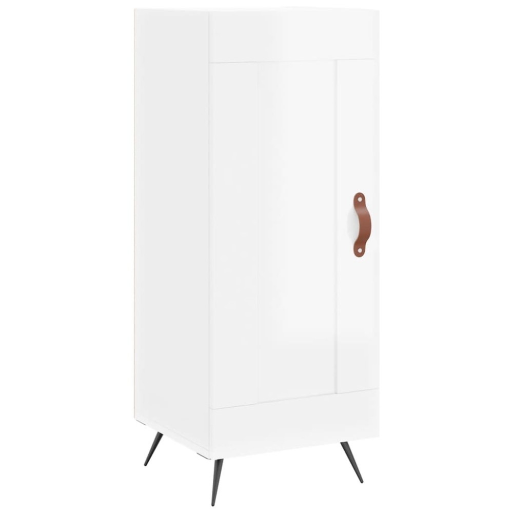vidaXL Servantă, alb extralucios, 34,5x34x90 cm, lemn compozit