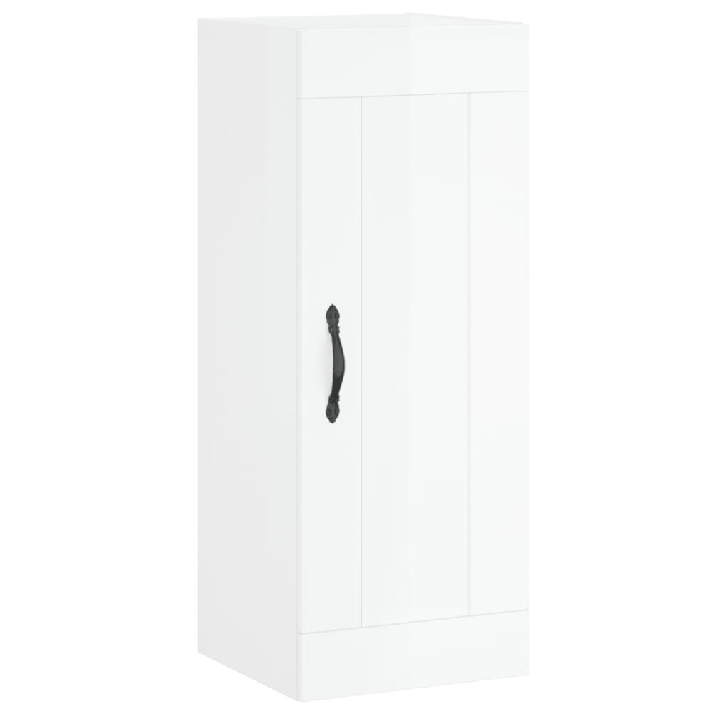 vidaXL Dulap de perete, alb extralucios, 34,5x34x90 cm, lemn prelucrat