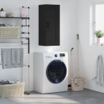 vidaXL Dulap de perete, negru, 34,5x34x90 cm, lemn prelucrat