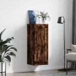 vidaXL Dulap de perete, stejar fumuriu, 34,5x34x90 cm, lemn prelucrat