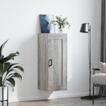 vidaXL Dulap de perete, gri sonoma, 34,5x34x90 cm, lemn prelucrat