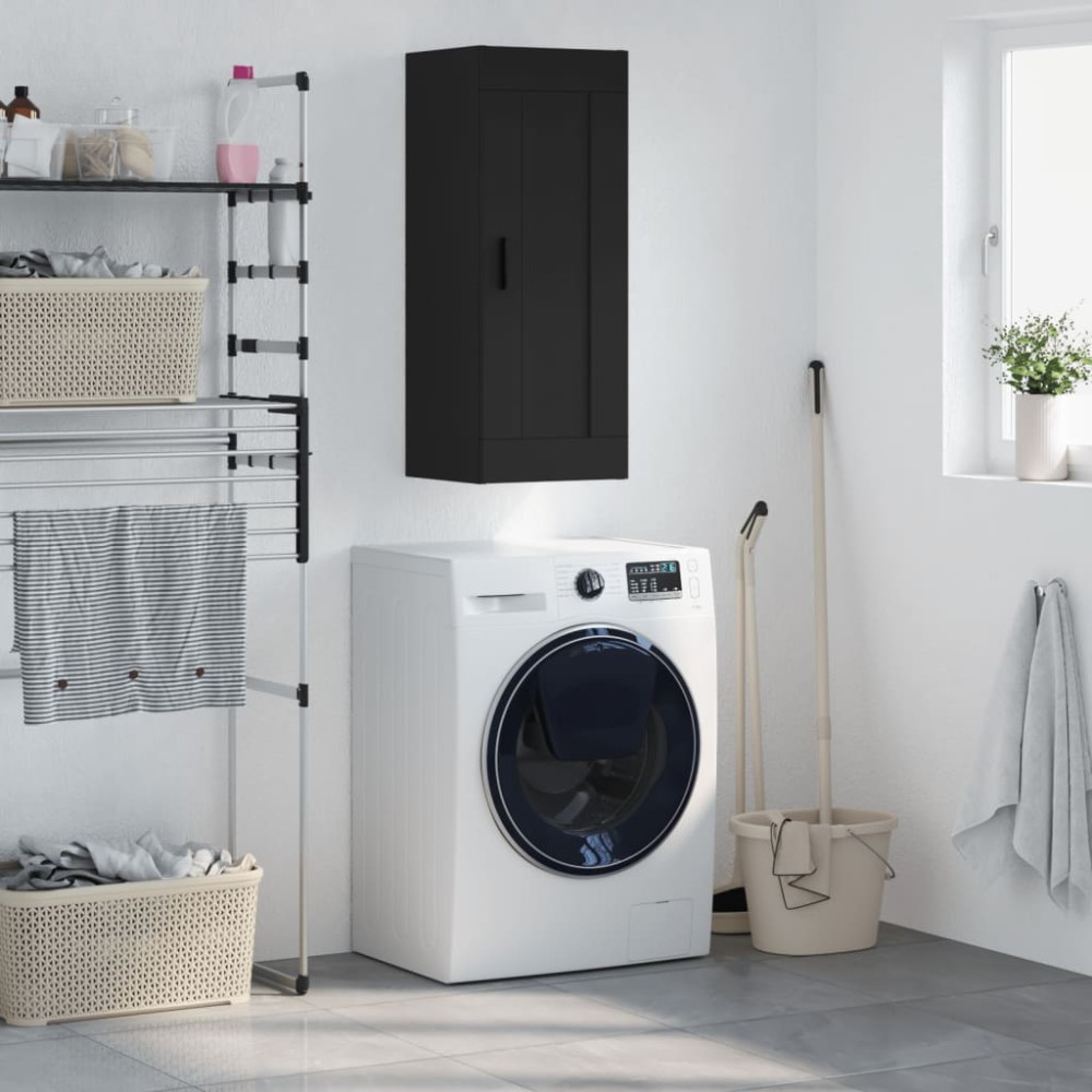 vidaXL Dulap de perete, negru, 34,5x34x90 cm, lemn prelucrat