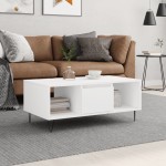 vidaXL Măsuță de cafea, alb, 90x50x36,5 cm, lemn prelucrat vidaXL Măsuță de cafea, alb, 90x50x36,5 cm, lemn prelucrat