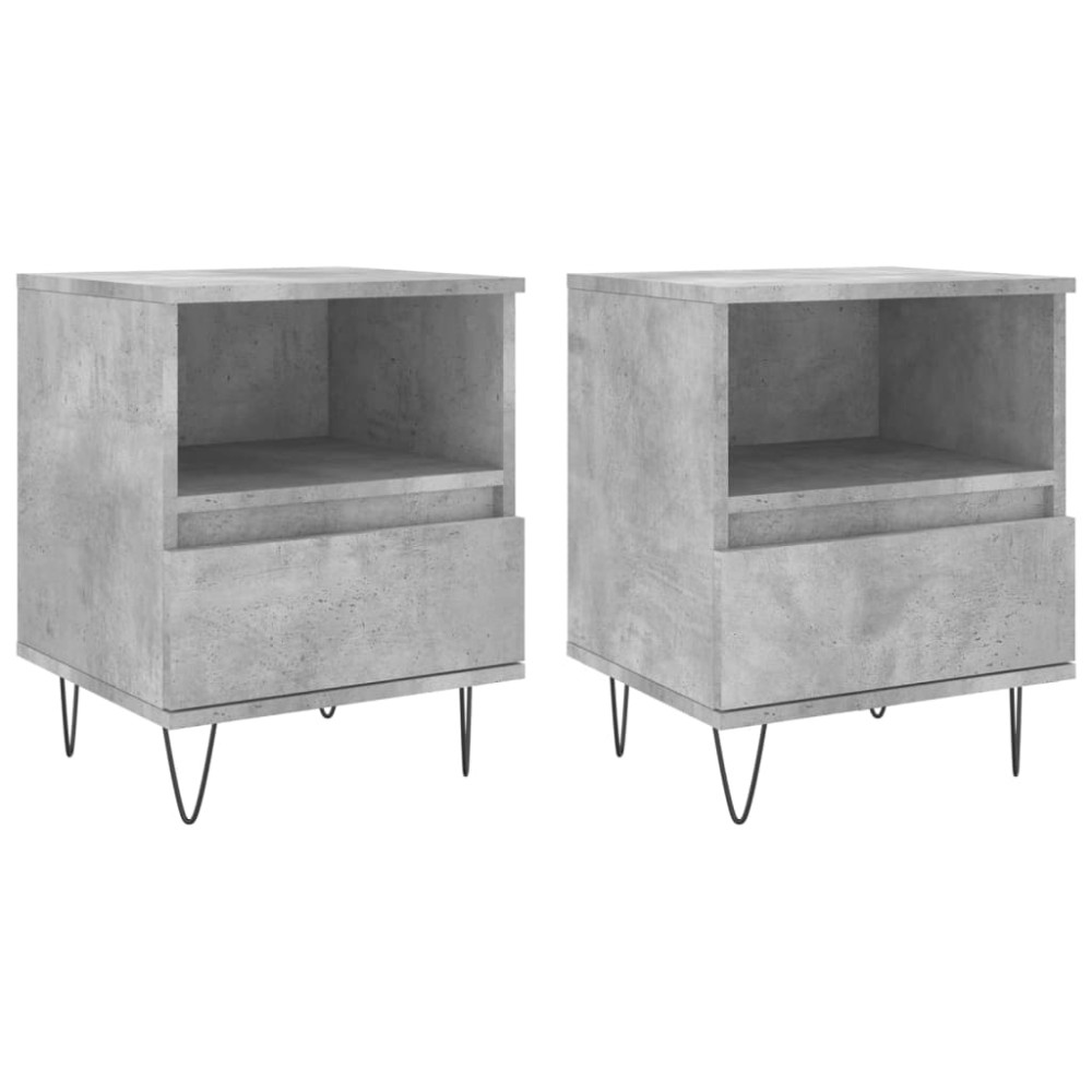 vidaXL Noptiere, 2 buc., gri beton, 40x35x50 cm, lemn compozit