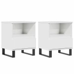 vidaXL Noptiere, 2 buc., alb extralucios, 40x35x50 cm, lemn compozit