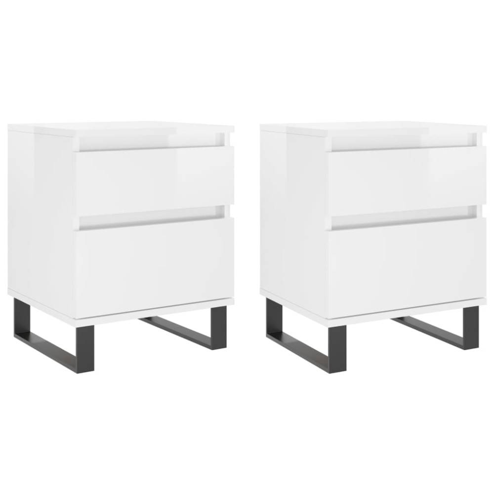 vidaXL Noptiere, 2 buc., alb extralucios, 40x35x50 cm, lemn compozit