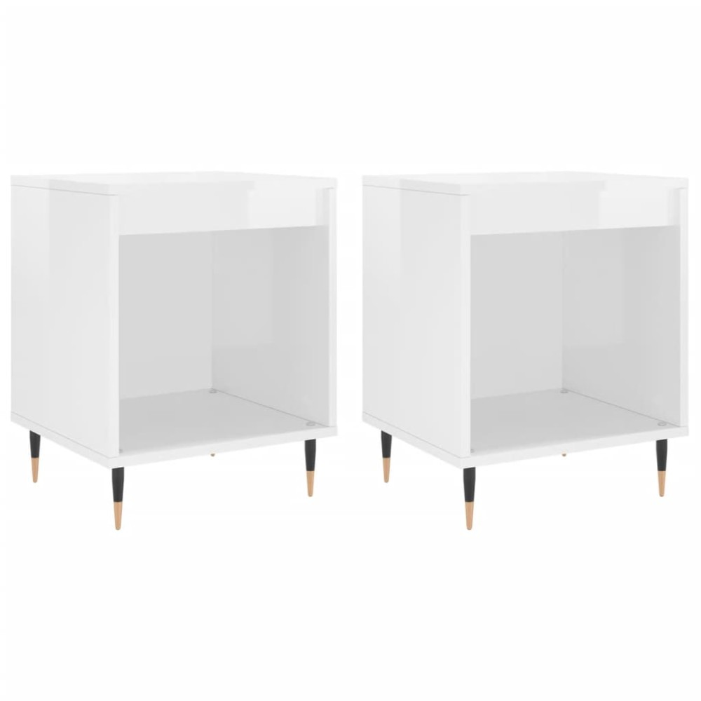 vidaXL Noptiere, 2 buc., alb extralucios, 40x35x50 cm, lemn compozit
