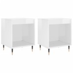 vidaXL Noptiere, 2 buc., alb extralucios, 40x35x50 cm, lemn compozit