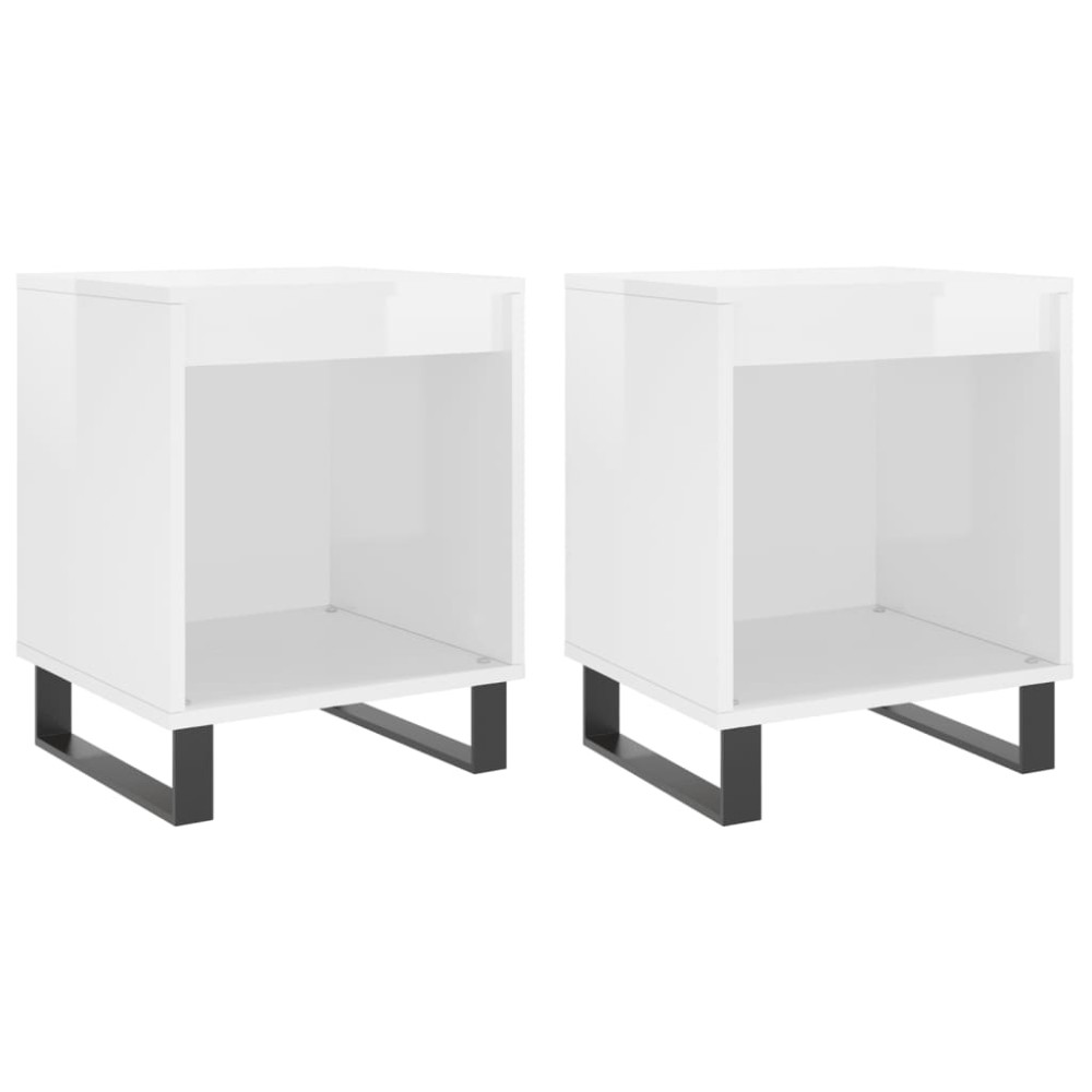 vidaXL Noptiere, 2 buc., alb extralucios, 40x35x50 cm, lemn compozit