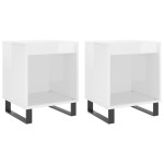 vidaXL Noptiere, 2 buc., alb extralucios, 40x35x50 cm, lemn compozit