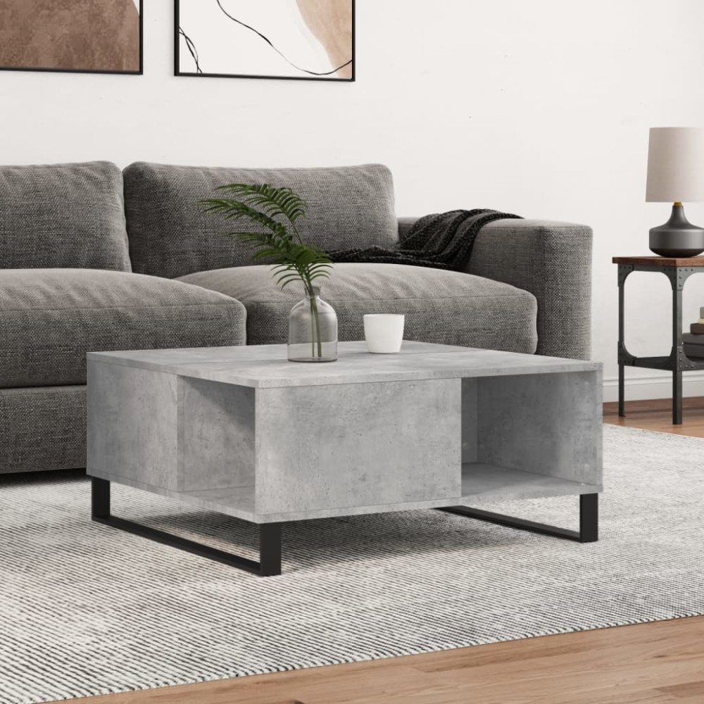 vidaXL Măsuță de cafea, gri beton, 80x80x36,5 cm, lemn prelucrat