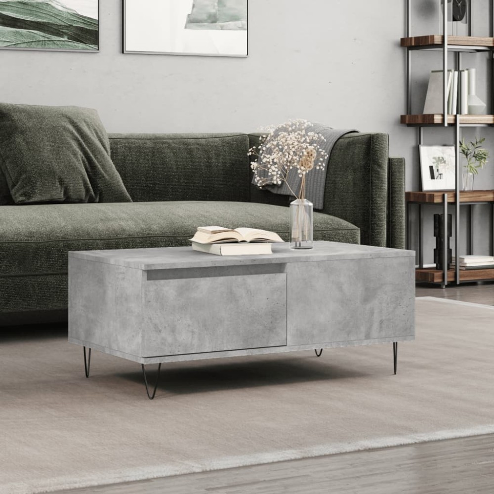 vidaXL Măsuță de cafea, gri beton, 90x50x36,5 cm, lemn compozit