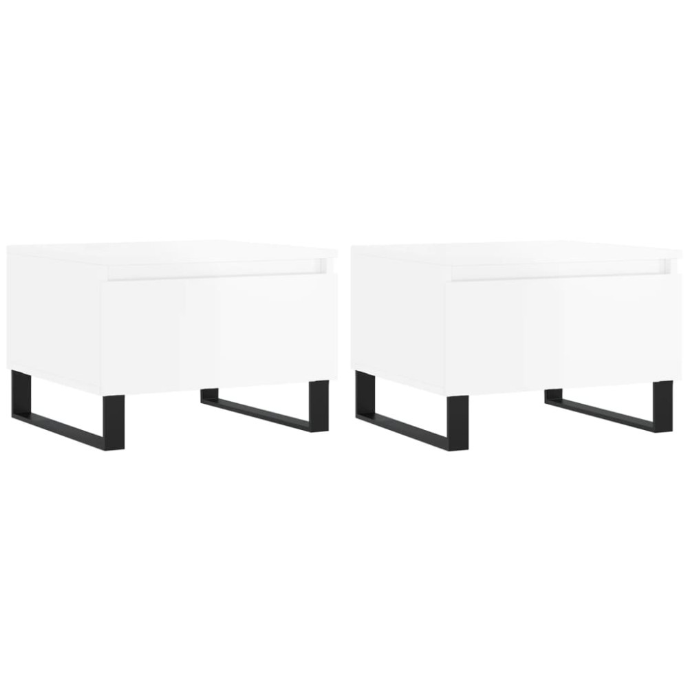 vidaXL Mese de cafea 2 buc. alb extralucios 50x46x35 cm lemn compozit