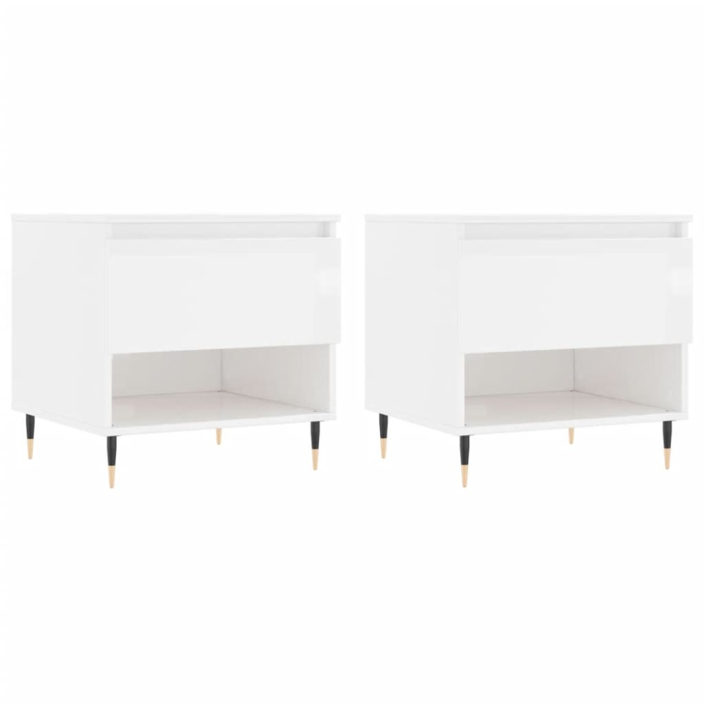 vidaXL Mese de cafea 2 buc. alb extralucios 50x46x50 cm lemn compozit