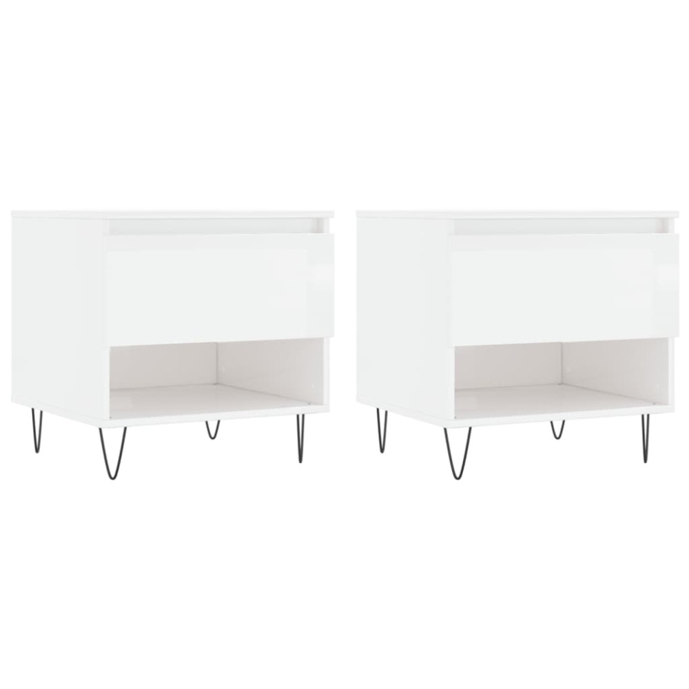 vidaXL Mese de cafea 2 buc. alb extralucios 50x46x50 cm lemn compozit