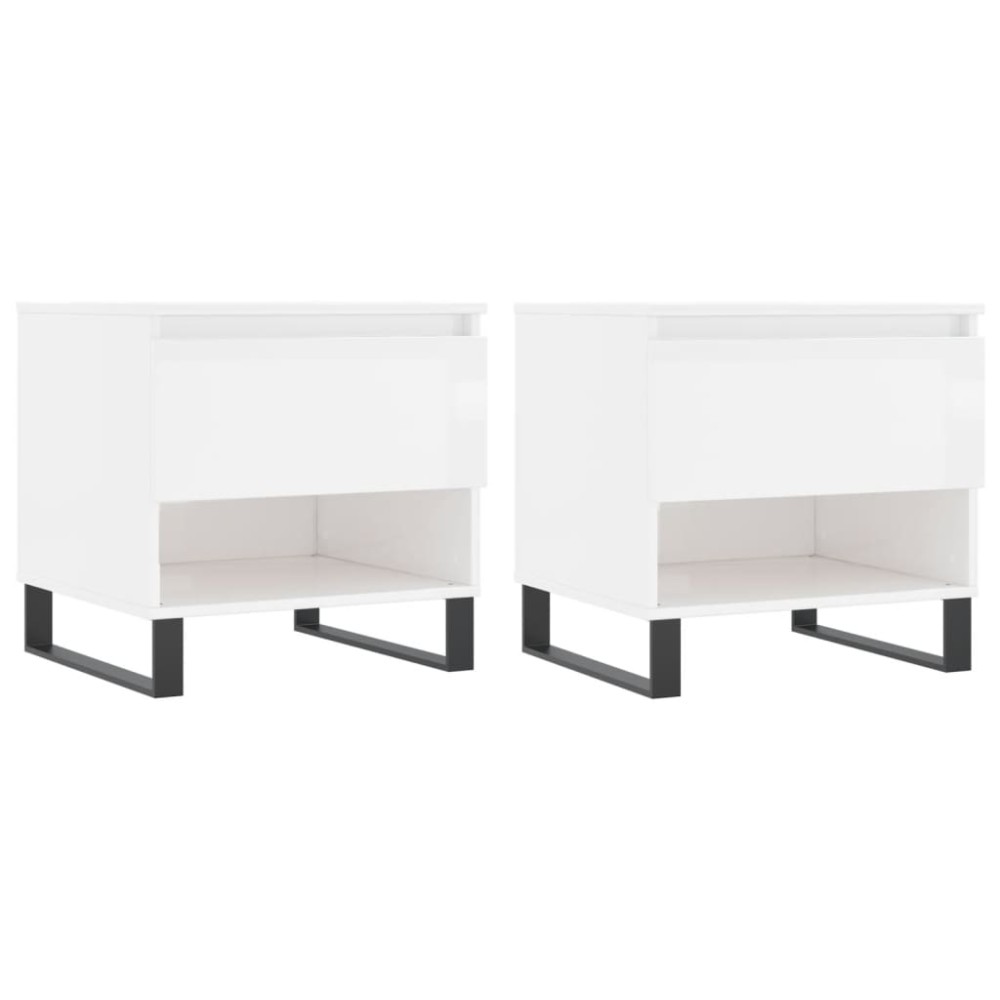 vidaXL Mese de cafea 2 buc. alb extralucios 50x46x50 cm lemn compozit