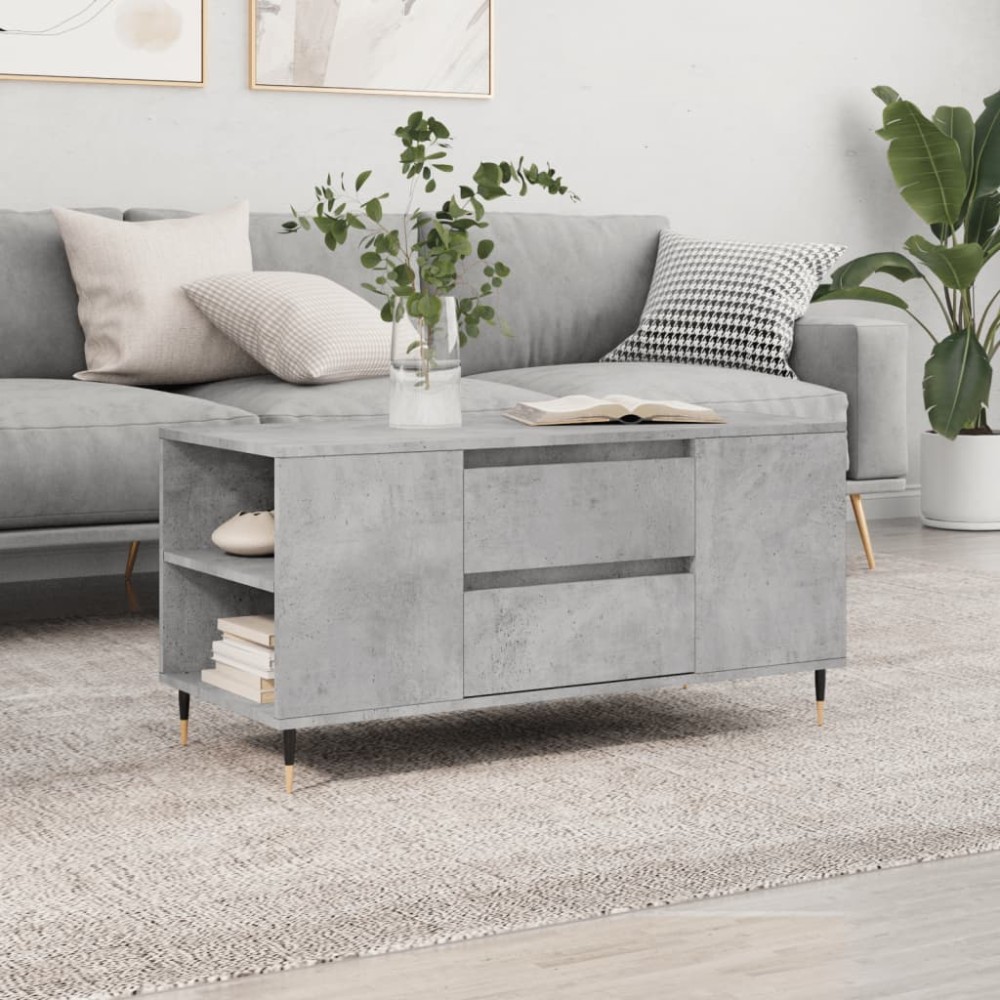 vidaXL Măsuță de cafea, gri beton, 102x44,5x50 cm, lemn prelucrat