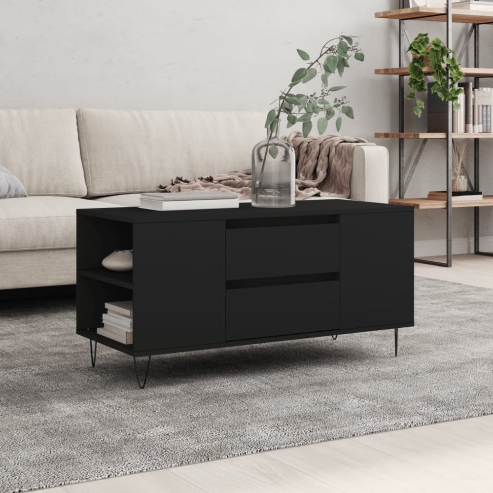vidaXL Măsuță de cafea, negru, 102x44,5x50 cm, lemn prelucrat