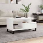 vidaXL Măsuță de cafea, alb, 90x49x45 cm, lemn prelucrat vidaXL Măsuță de cafea, alb, 90x49x45 cm, lemn prelucrat