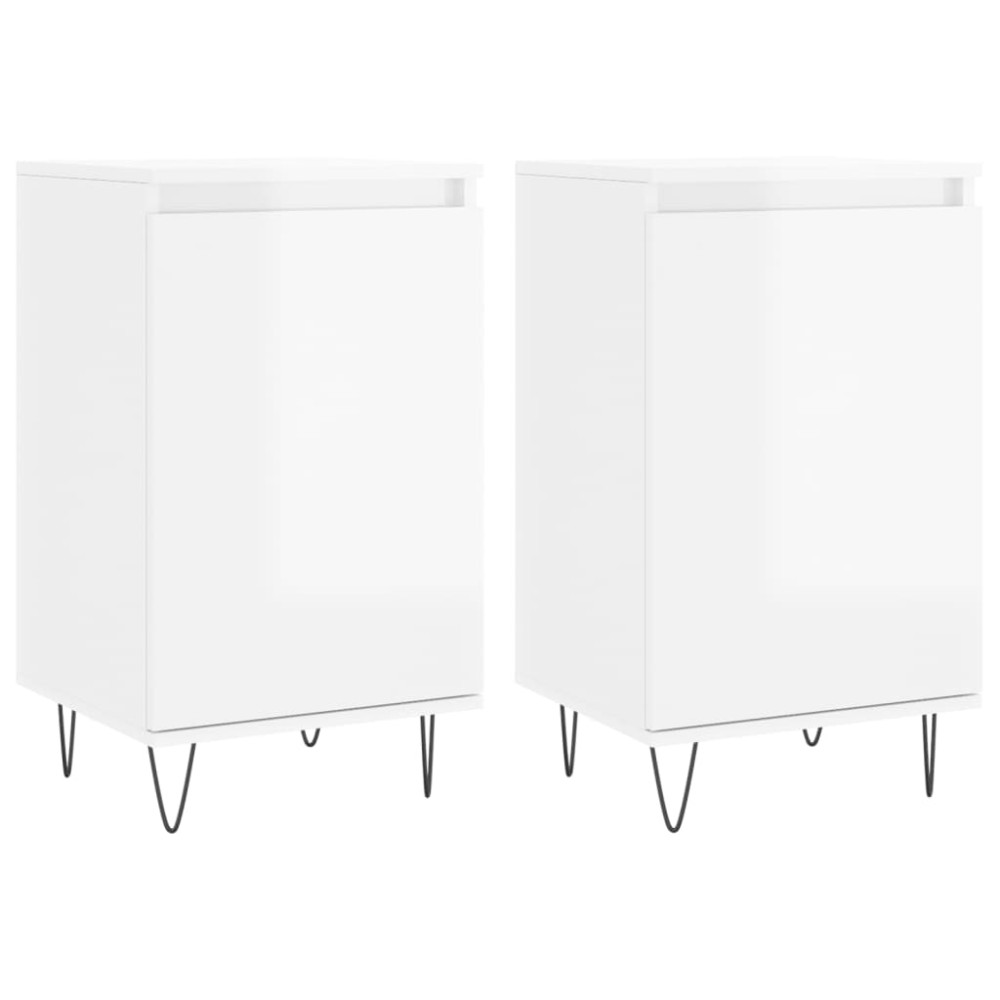 vidaXL Dulapuri, 2 buc., alb extralucios, 40x35x70 cm, lemn prelucrat
