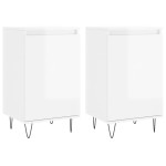 vidaXL Dulapuri, 2 buc., alb extralucios, 40x35x70 cm, lemn prelucrat