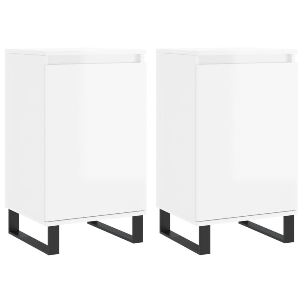 vidaXL Dulapuri, 2 buc., alb extralucios, 40x35x70 cm, lemn prelucrat