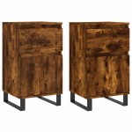 vidaXL Servante, 2 buc., stejar fumuriu, 40x35x70 cm, lemn prelucrat