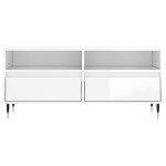 vidaXL Comodă TV, alb extralucios, 100x34,5x44,5 cm, lemn prelucrat vidaXL Comodă TV, alb extralucios, 100x34,5x44,5 cm, lemn prelucrat