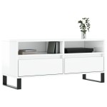 vidaXL Comodă TV, alb extralucios, 100x34,5x44,5 cm, lemn prelucrat