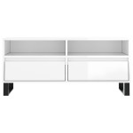 vidaXL Comodă TV, alb extralucios, 100x34,5x44,5 cm, lemn prelucrat