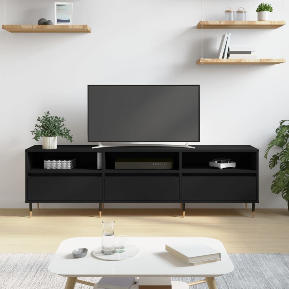 vidaXL Comodă TV, negru, 150x30x44,5 cm, lemn prelucrat