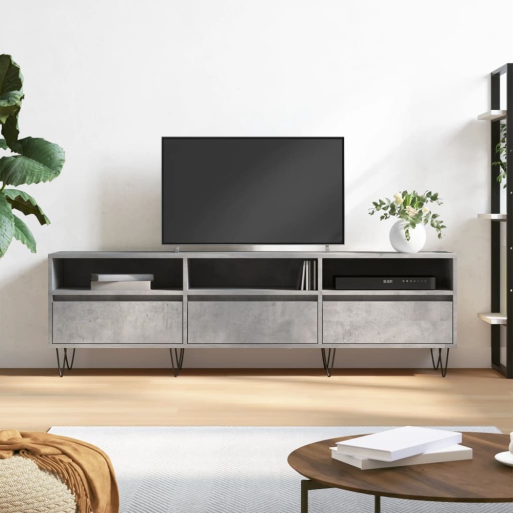 vidaXL Comodă TV, gri beton, 150x30x44,5 cm, lemn prelucrat