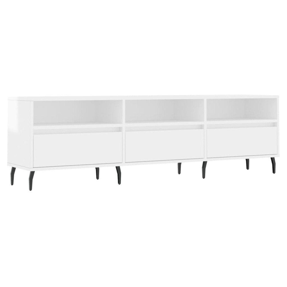 vidaXL Comodă TV, alb extralucios, 150x30x44,5 cm, lemn prelucrat