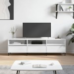 vidaXL Comodă TV, alb extralucios, 150x30x44,5 cm, lemn prelucrat vidaXL Comodă TV, alb extralucios, 150x30x44,5 cm, lemn prelucrat