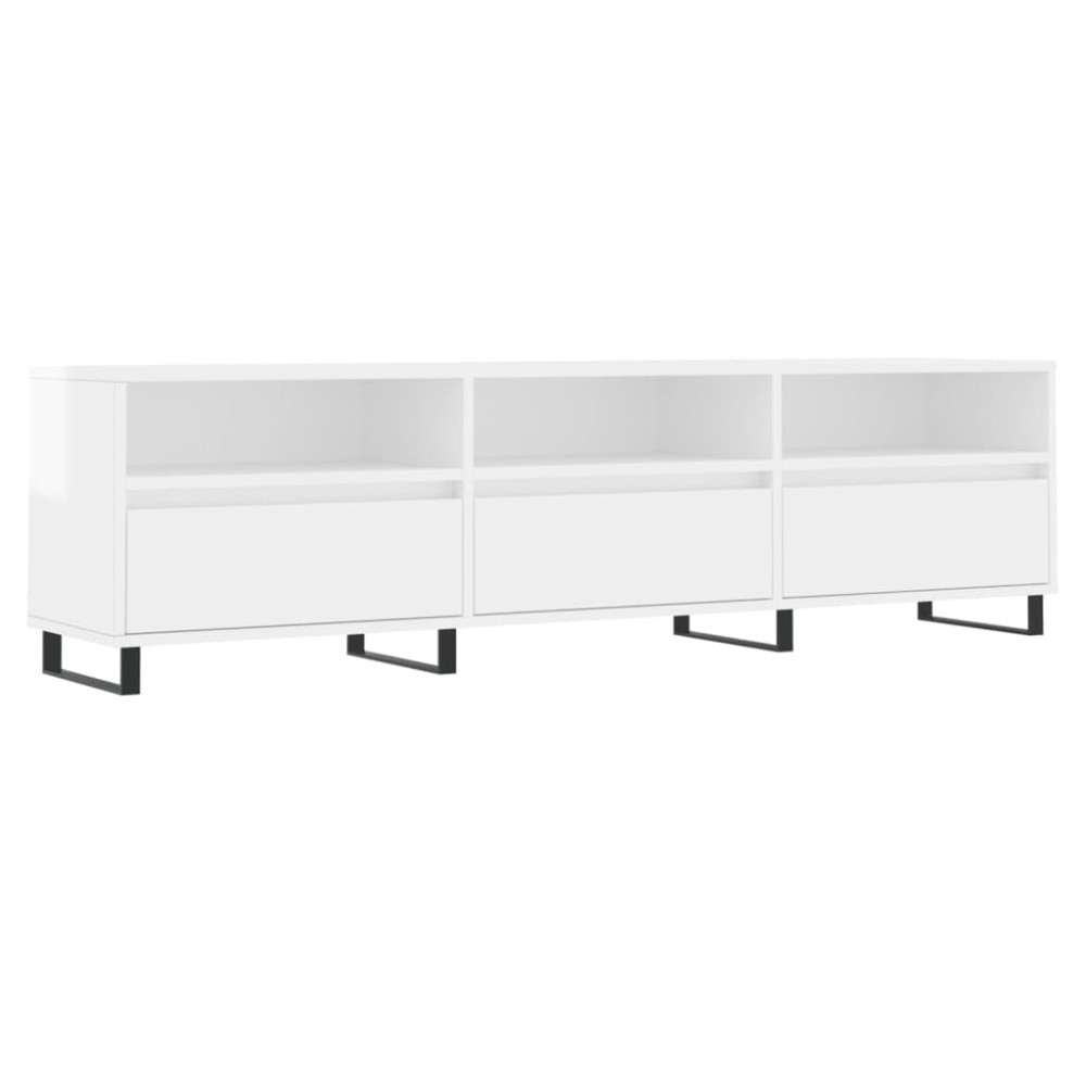 vidaXL Comodă TV, alb extralucios, 150x30x44,5 cm, lemn prelucrat