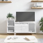 vidaXL Comodă TV, alb extralucios, 100x35x55 cm, lemn prelucrat