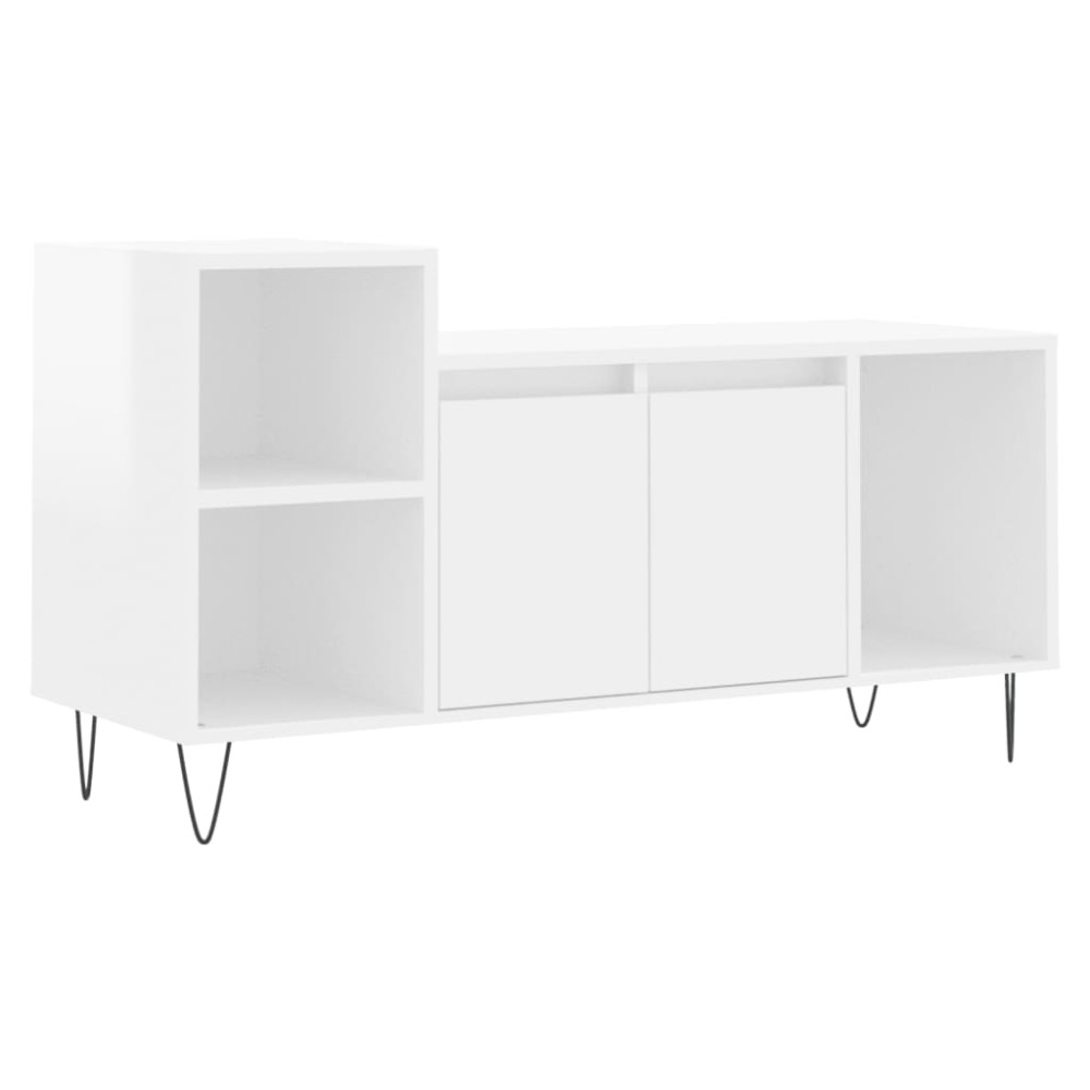 vidaXL Comodă TV, alb extralucios, 100x35x55 cm, lemn prelucrat