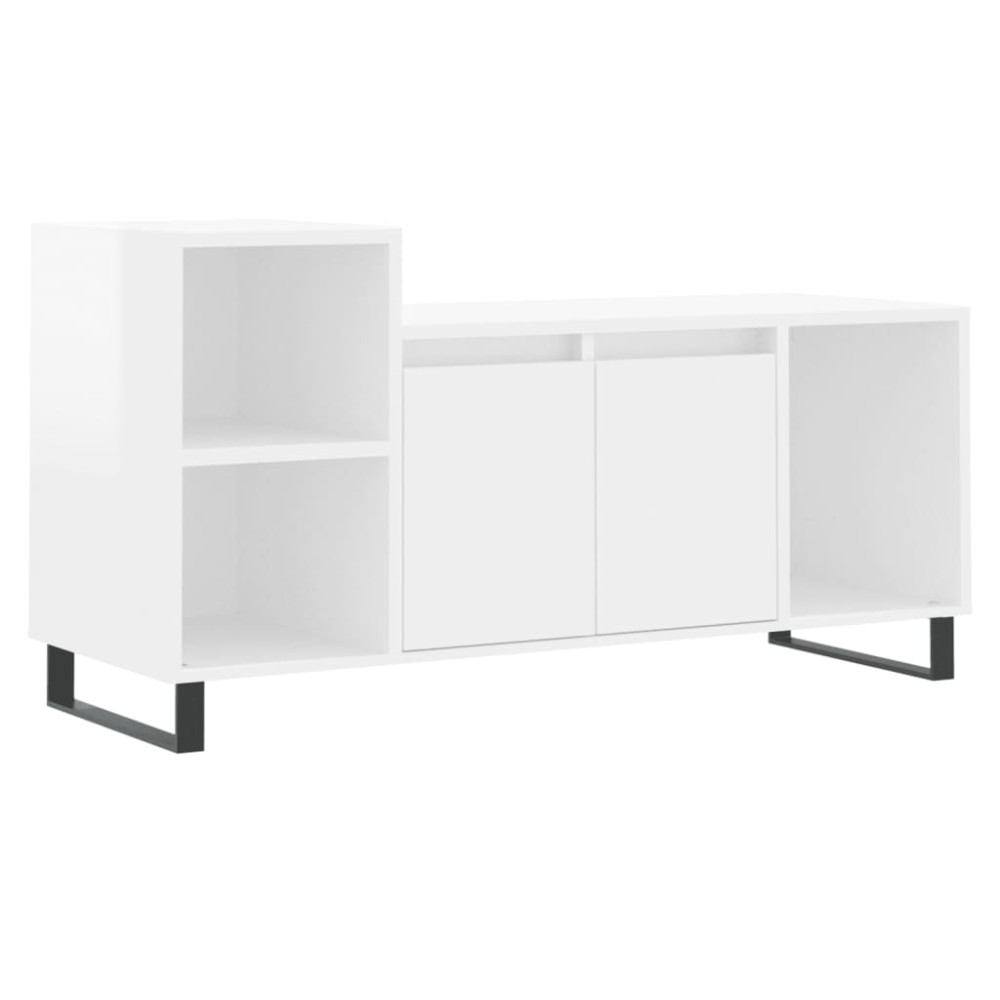 vidaXL Comodă TV, alb extralucios, 100x35x55 cm, lemn prelucrat