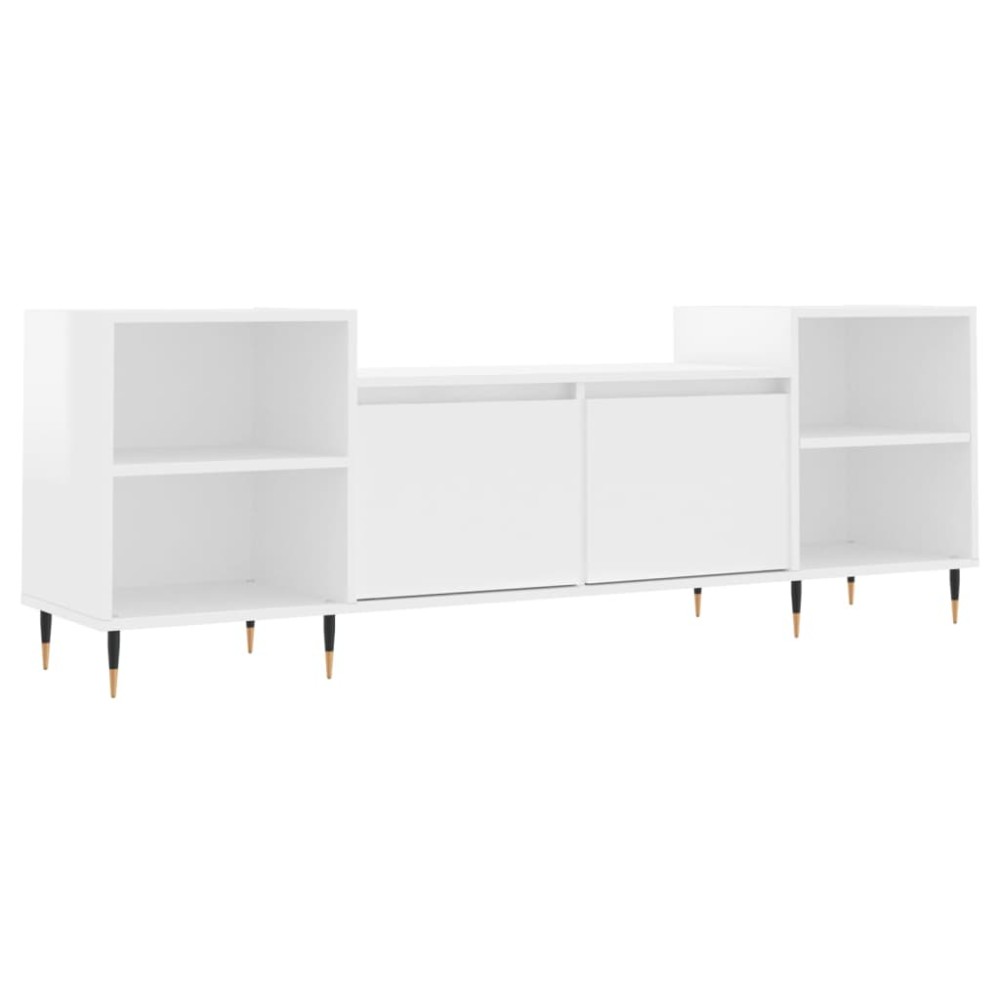 vidaXL Comodă TV, alb extralucios, 160x35x55 cm, lemn prelucrat