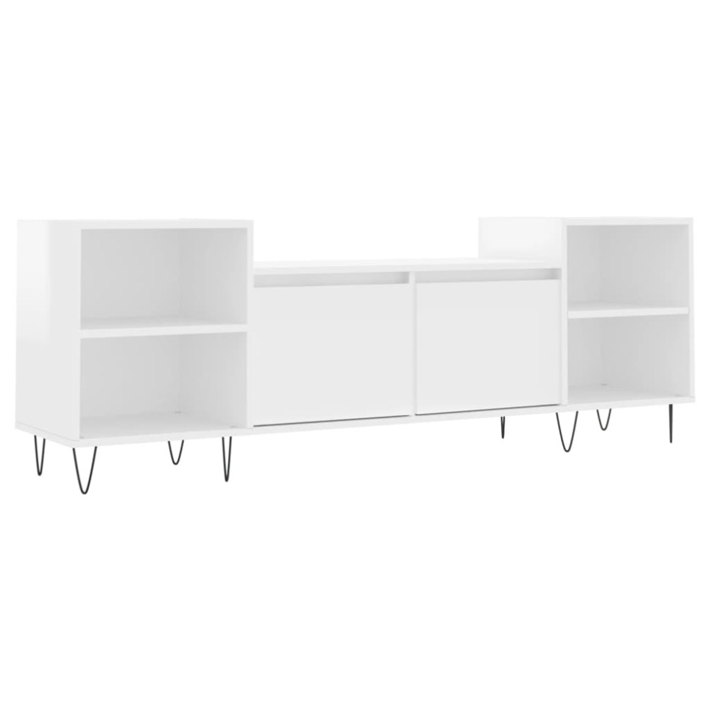 vidaXL Comodă TV, alb extralucios, 160x35x55 cm, lemn prelucrat