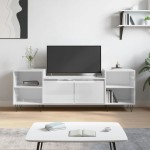 vidaXL Comodă TV, alb extralucios, 160x35x55 cm, lemn prelucrat vidaXL Comodă TV, alb extralucios, 160x35x55 cm, lemn prelucrat