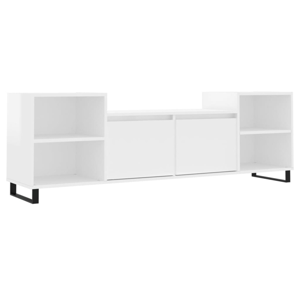vidaXL Comodă TV, alb extralucios, 160x35x55 cm, lemn prelucrat