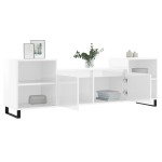 vidaXL Comodă TV, alb extralucios, 160x35x55 cm, lemn prelucrat
